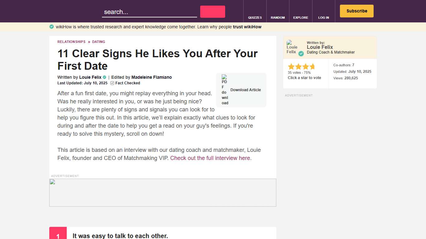 11 Clear Signs He Likes You After Your First Date